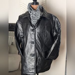 Vintage Patchwork Leather Coat.  Black. Faux Fur Zip Out Lining. Tudor Court. PL